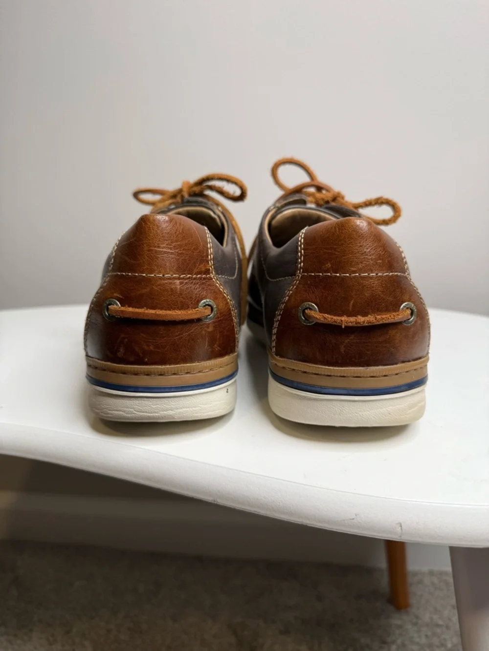 Johnston & Murphy Gray Leather Casual Lace-Ups with Tan Accents
